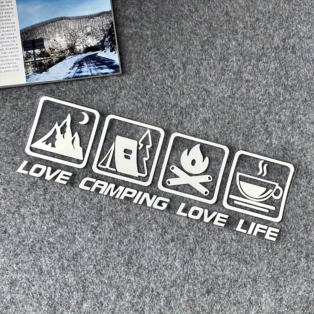 Sticker - Coffee Rv Travel Camping Car Off-road Car Camping Car Bonfire Scooter