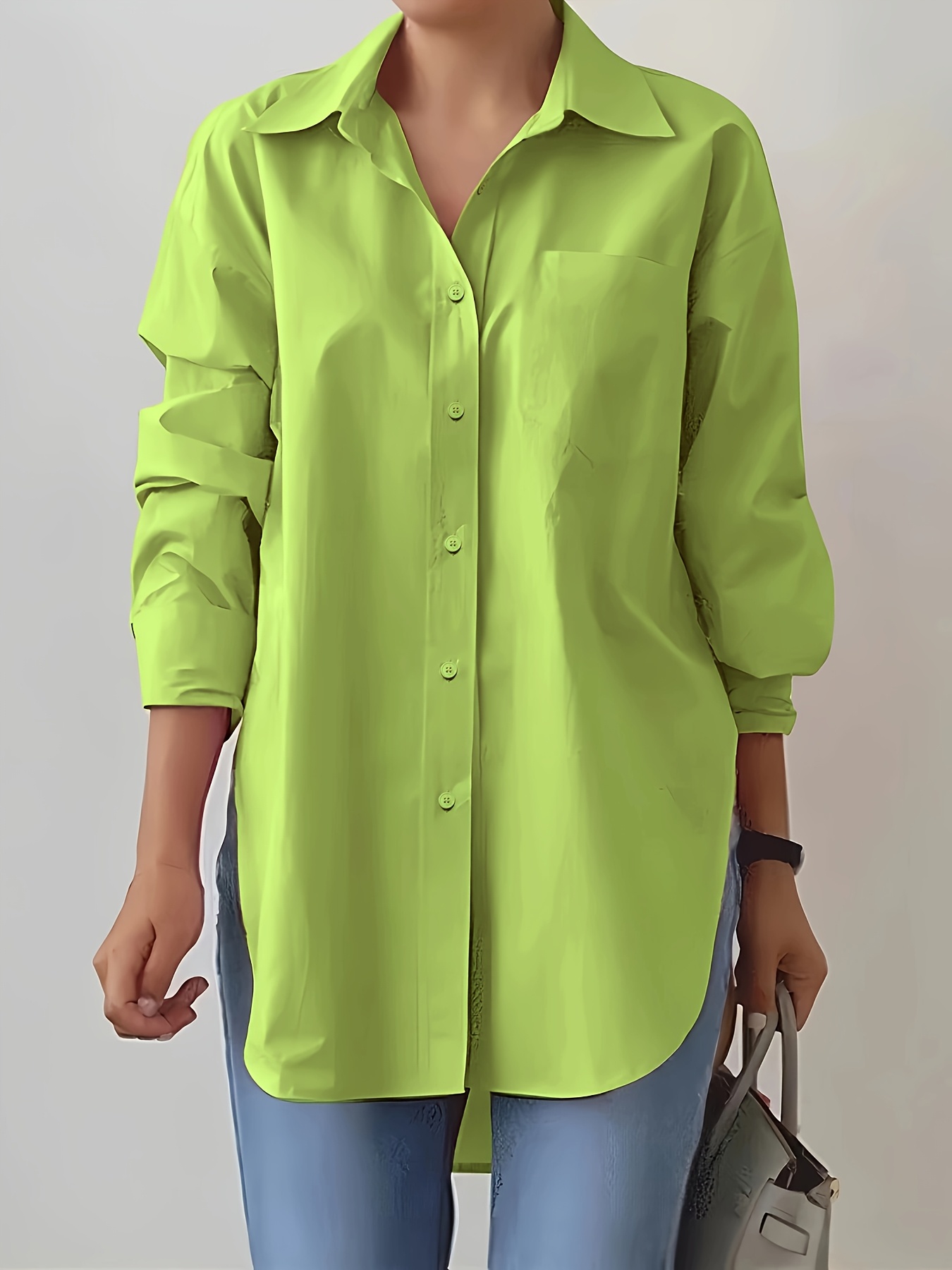 elegant lapel long sleeve shirt 2024 fashion womens season - Temu Pakistan