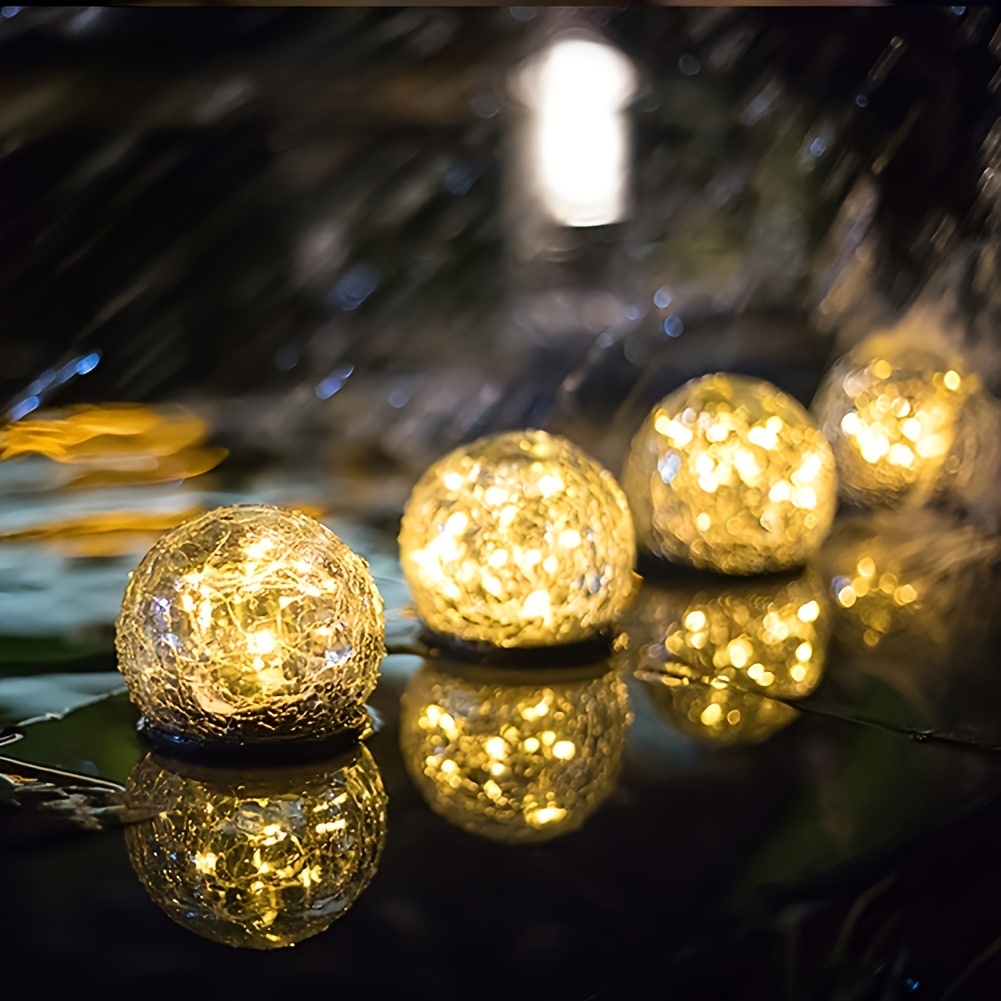 

Solar-powered Garden Lights With Cracked Glass Ball Design - Warm White Led, Perfect For Outdoor Decor, Halloween Pathways & Patio Ambiance