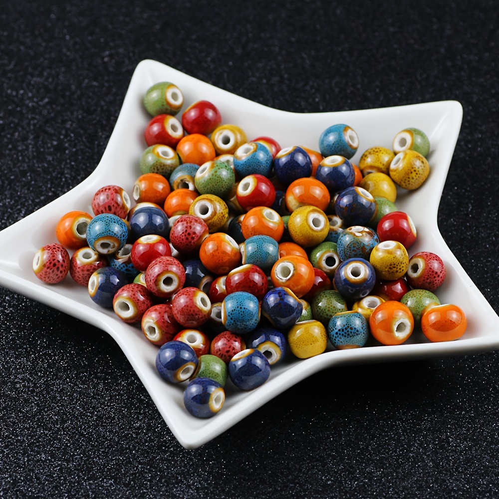 40pcs Colorful Glazed Ceramic Beads for DIY Jewelry Accessories