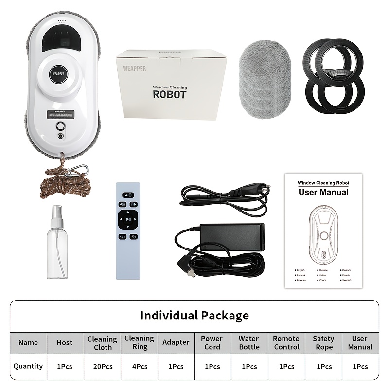 2026 Window Washer Robot Automatic Cleaner With 20pcs Microfiber Clothes Robotic Vacuum Cleaner