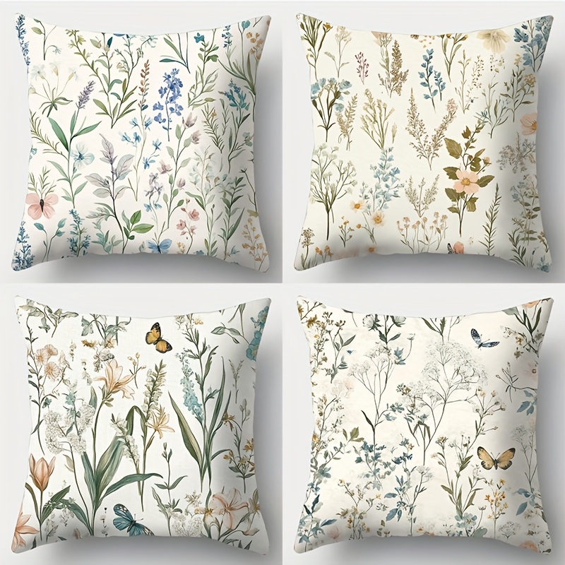 TEMU 4 pièces, taie d'oreiller, Motif papillon, rose, , Chaude et confortable, Belle et , 17.7 pouces * 17.7 pouces, Convient pour la décoration de