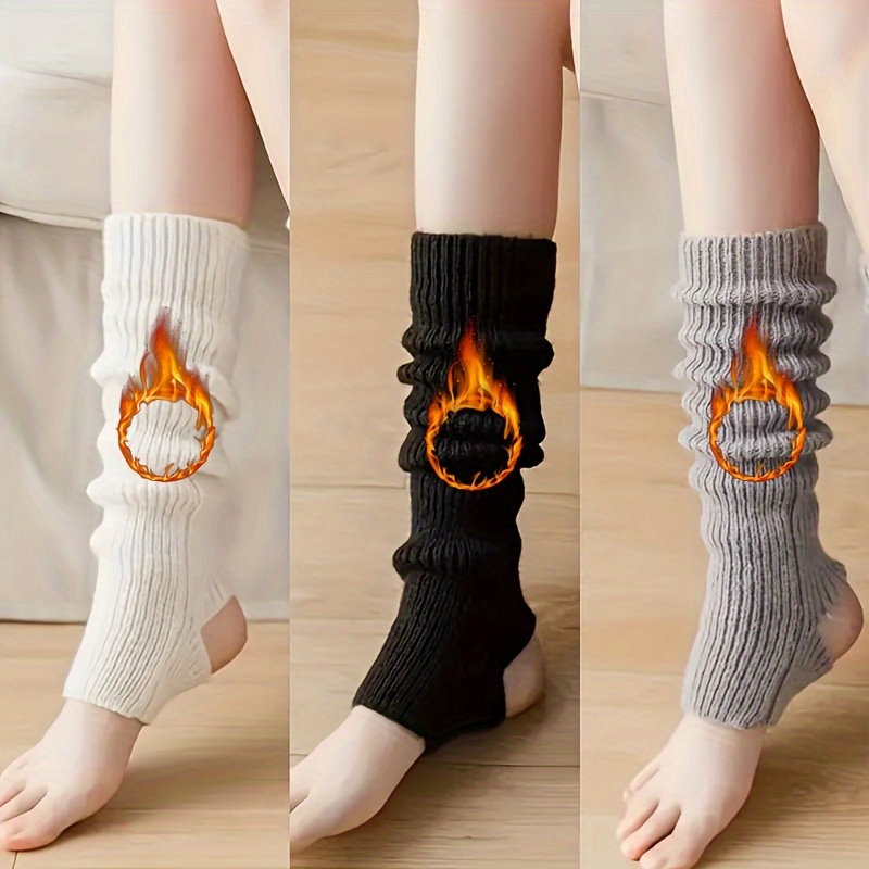 

3 Pairs Plus Size Simple Leg Warmers, Women' Knitted All- Comfortable Calf Socks For Fall & Winter