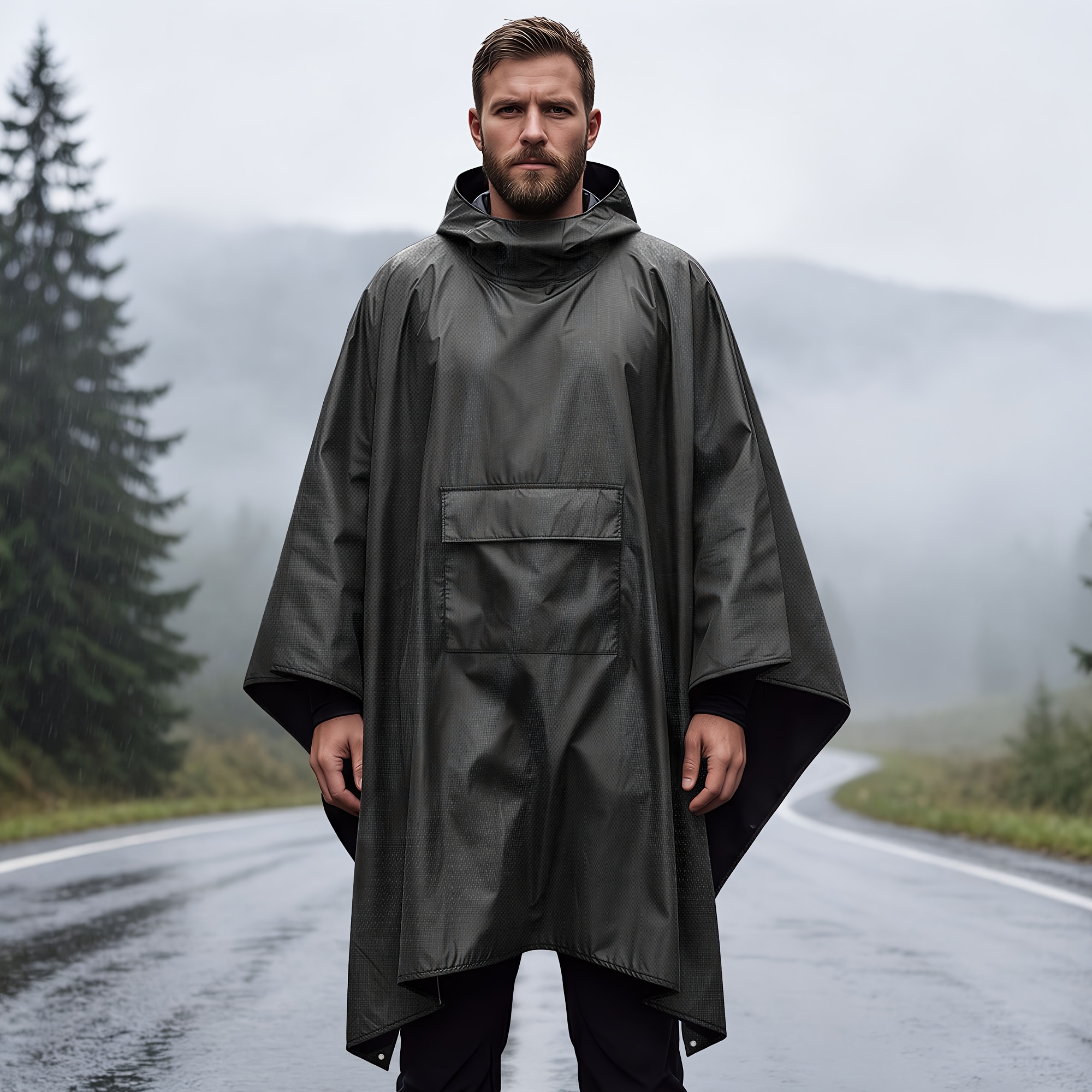 TEMU Hooded Rain Poncho Packable Unisex Raincoat Jacket With Pocket High Quality Lightweight For Hiking, Camping, Outdoor