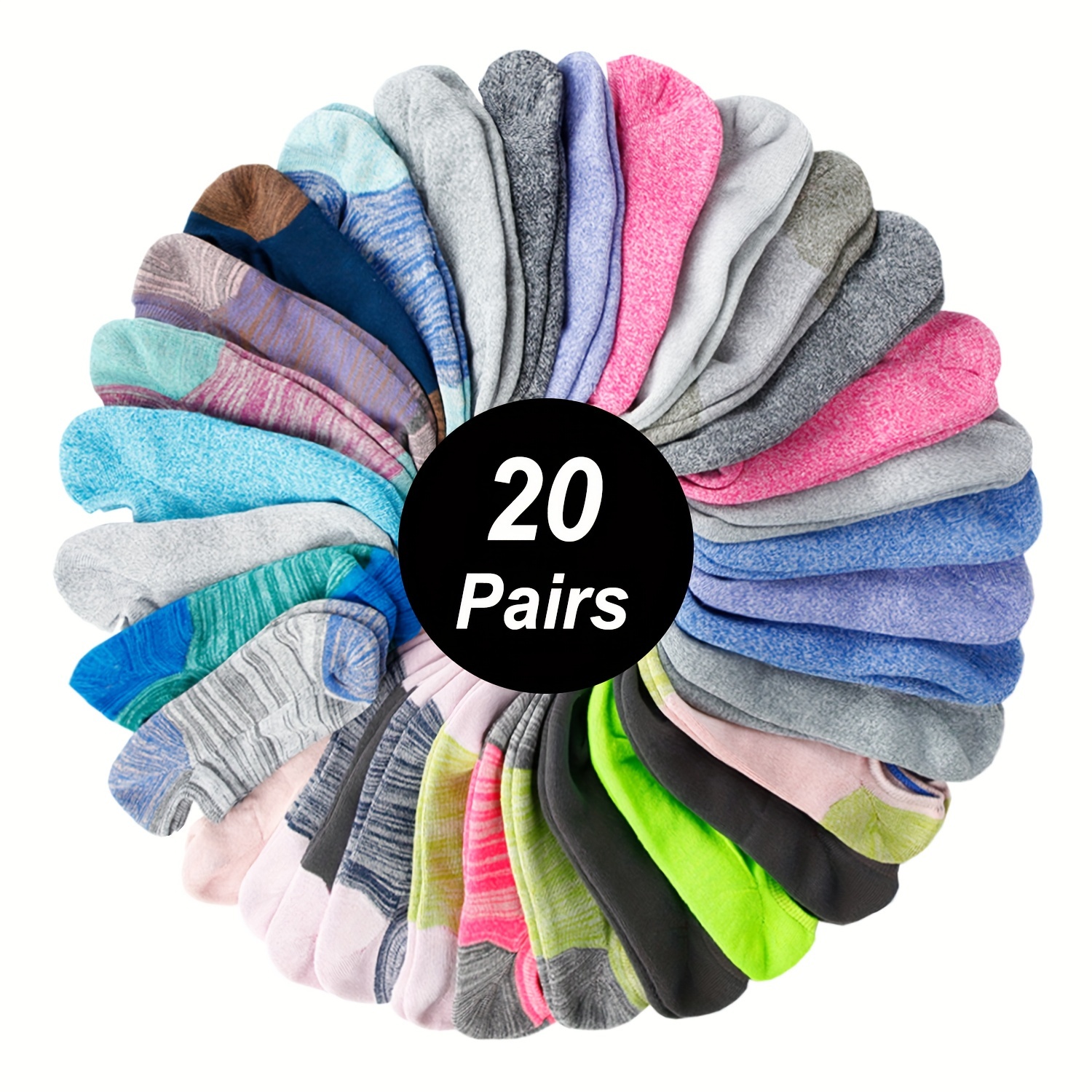 

20 Pairs Random Color Boat Socks, All-match Comfy & Breathable Low Cut Short Socks, Women's Stockings & Hosiery