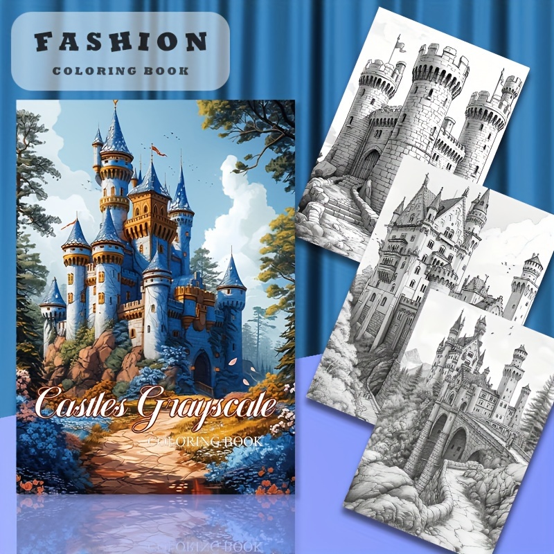 

Gray Castle Coloring Book For Adults - 22 Pages, Art Activity, Perfect Gift For Birthdays & Holidays