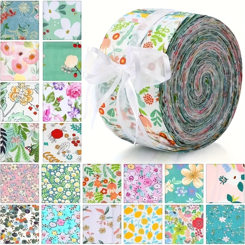 

40pcs Jelly Roll Fabric Strips For Quilting 2.55inch Precut Floral Quilt Fabric Strips Roll For Diy Craft Patchwork