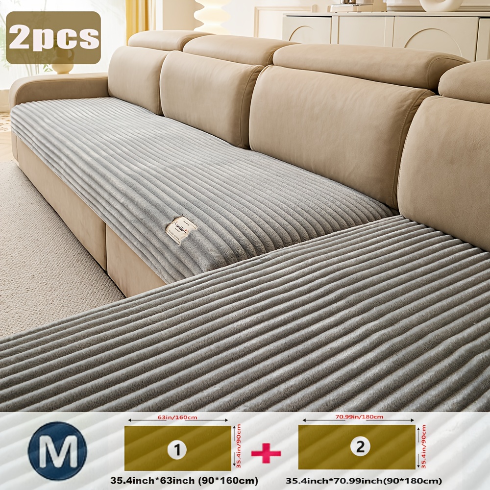 Image of 2pcs Modern L-shaped Sofa Covers For Europe And Middle East, Decoration And Anti-slip, Thick Protective Cover, Suitable For Bedroom, Office, Living Room - Easy To Clean, Durable Furniture Decoration