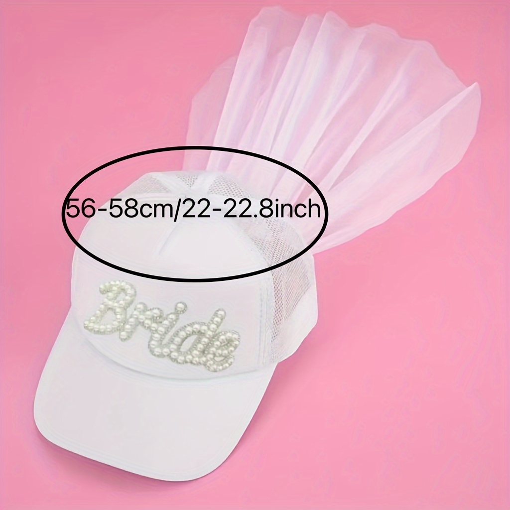 pearl bride headband baseball cap bridal wedding - Temu display picture 1