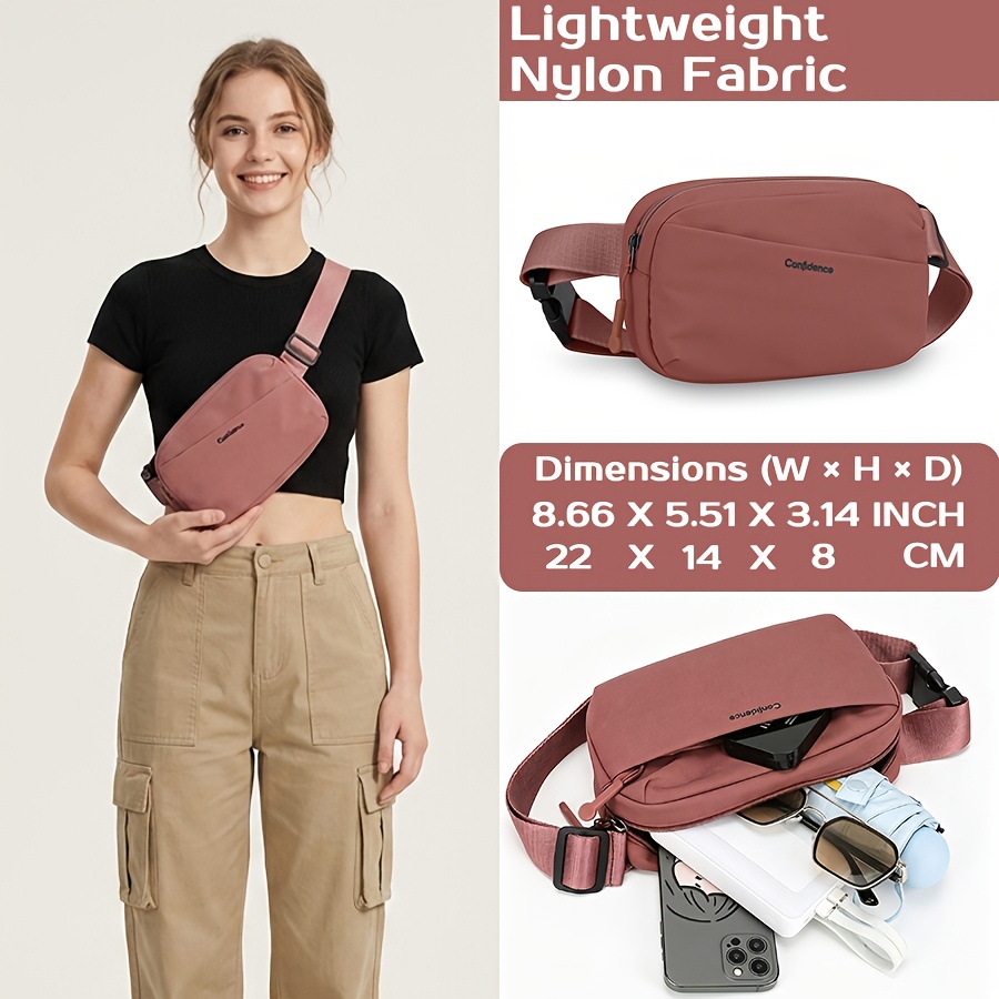 TEMU Unisex Waist Belt Bag Crossbody Sling Pouch, Adjustable Strap Multi-pockets Large Capacity Lightweight Hip Bum Bag, Elegant Casual Design For