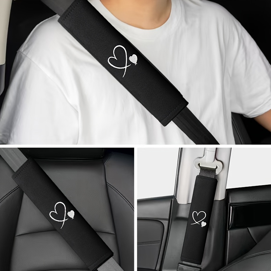 2pcs car seat belt pads 2pcs   car seat belt shoulder pads with embroidered     for     fit black automotive interior accessories breathable fabric sleek style cooling material seat belt   mini belt cover   pads extra long seat belt cover seatbelt shoulder straps car seatbelt cover cute vehicle interior upgrade seatbelt protection   accessories durable fabric   stitching Product details 3