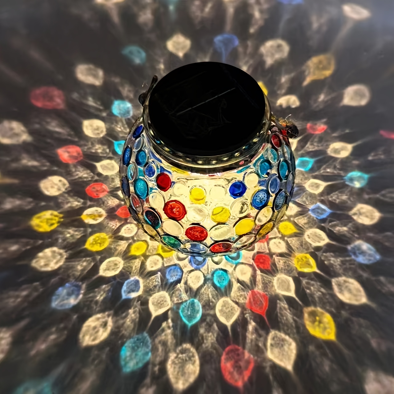 1pc Hotu Mason Jar Pendant Light With Glass Mosaic Shade - Outdoor/indoor Hanging Lamp, Pearooster For Farmhouse, Patio, Garden, Wedding Decor - Solar Lamp Suitable For Mason Jars