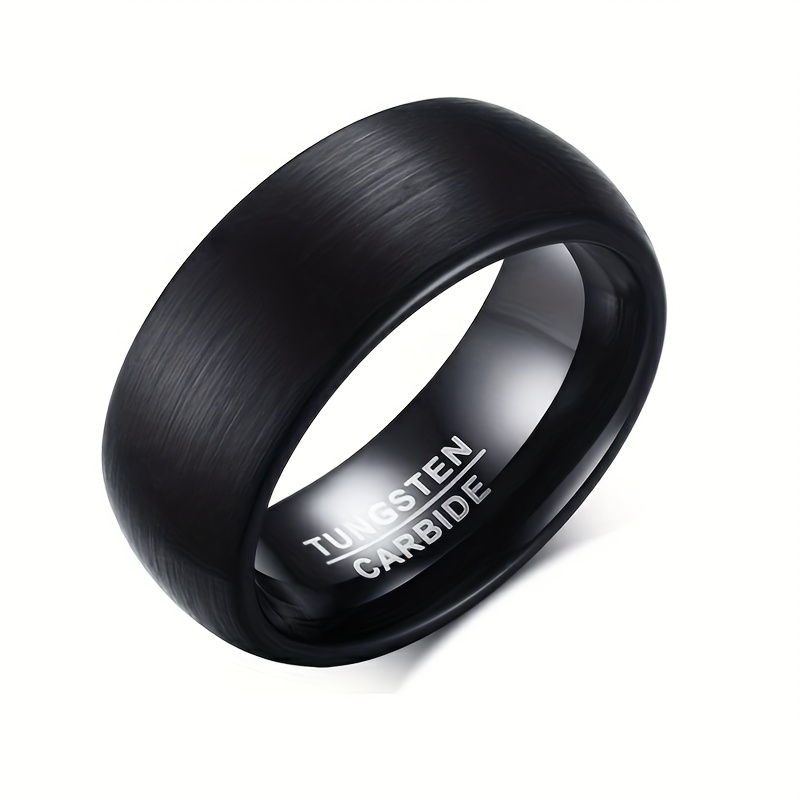 1pc 8mm Brushed Matte Frosted Carbide Classic Wedding Band Premium Men's Ring Size 6-13 Suitable For Fashionable Men's Wear Accessory Perfect Gift For Father, Boyfriend