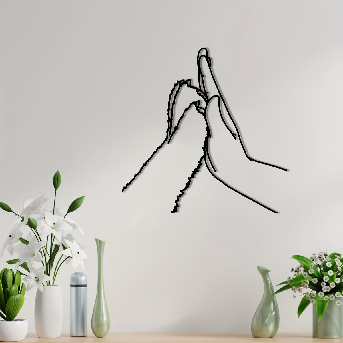 

Unique Dog & Human Palm Metal Wall Art - Minimalist Decor For Living Room, Perfect Gift For Dog Lovers