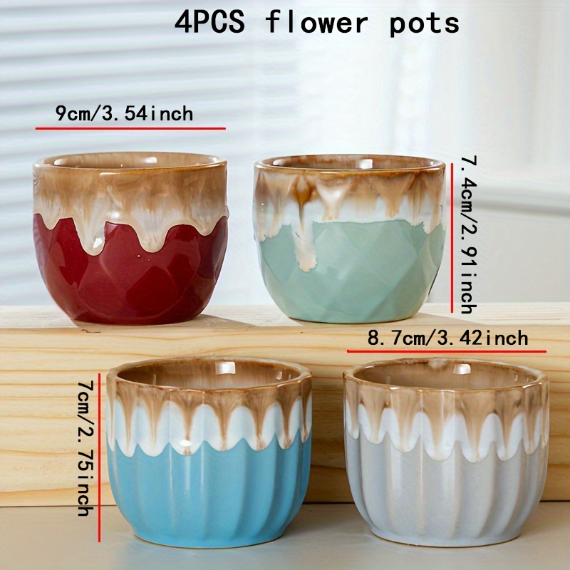 4pcs contemporary geometric ceramic succulent plant pots - Temu