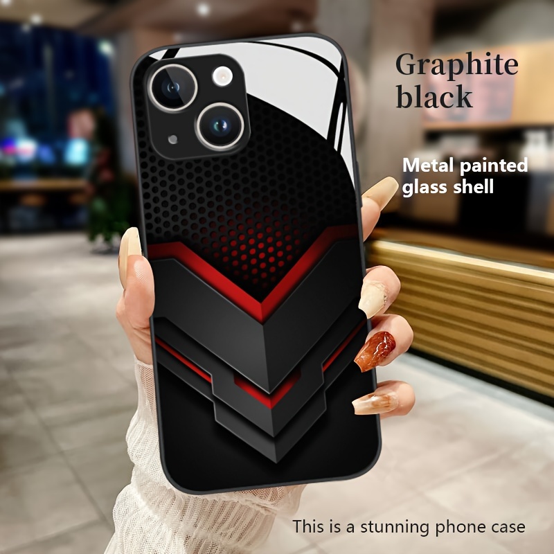 

Futuristic Red And Black Patterned Glass Phone Case For 15/15plus/15pro/15promax, 14/14plus/14pro/14promax, 13/13pro/13promax, 12/12pro/12promax, 11/11/11pro Max/ 7/8/ X/xs/xr/xs Max