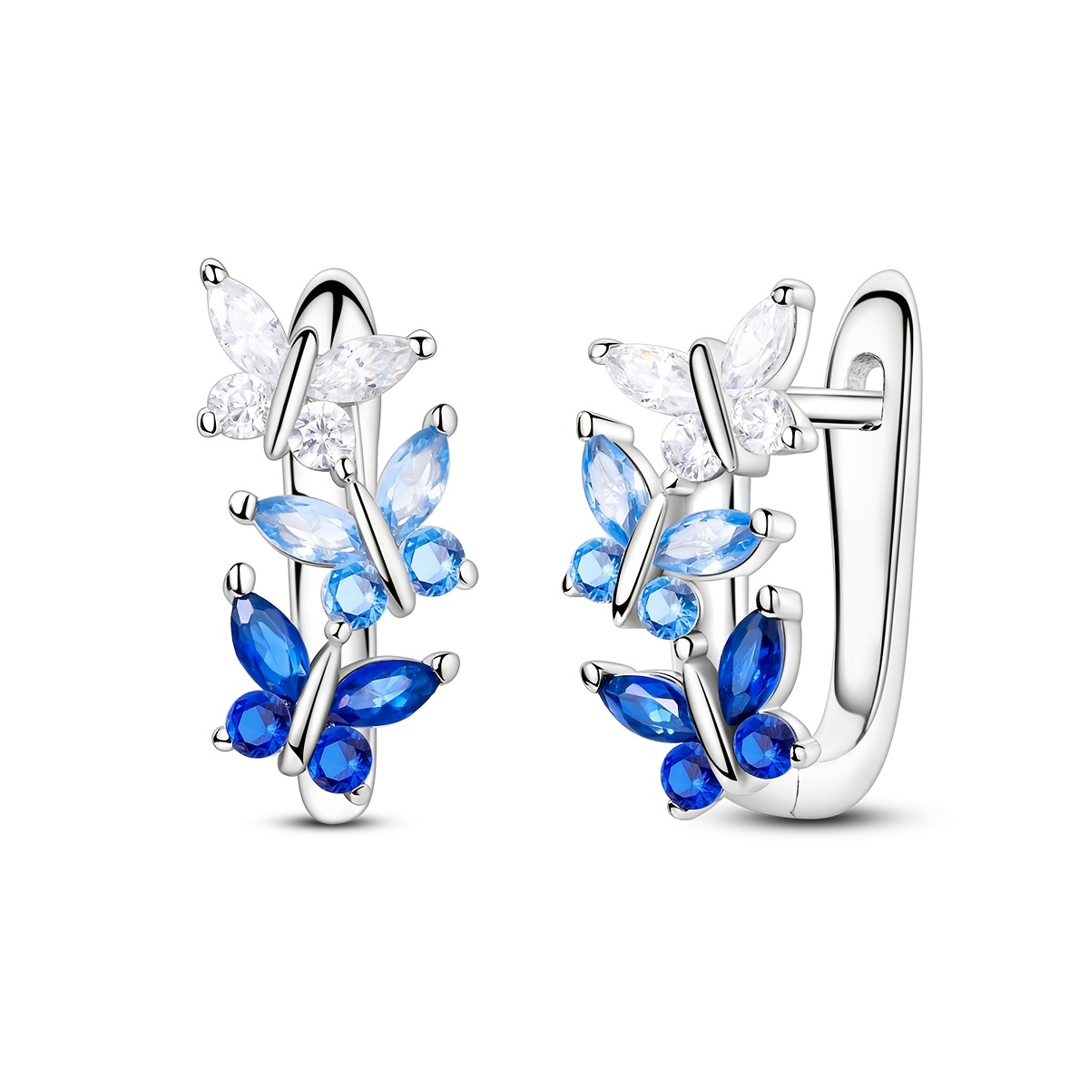 E-shop 1 Paar elegante 925 Silbervergoldung Kupfer Französische Ohrringe mit synthetischem , dreifacher Schmetterlingsdesign, tägliche und