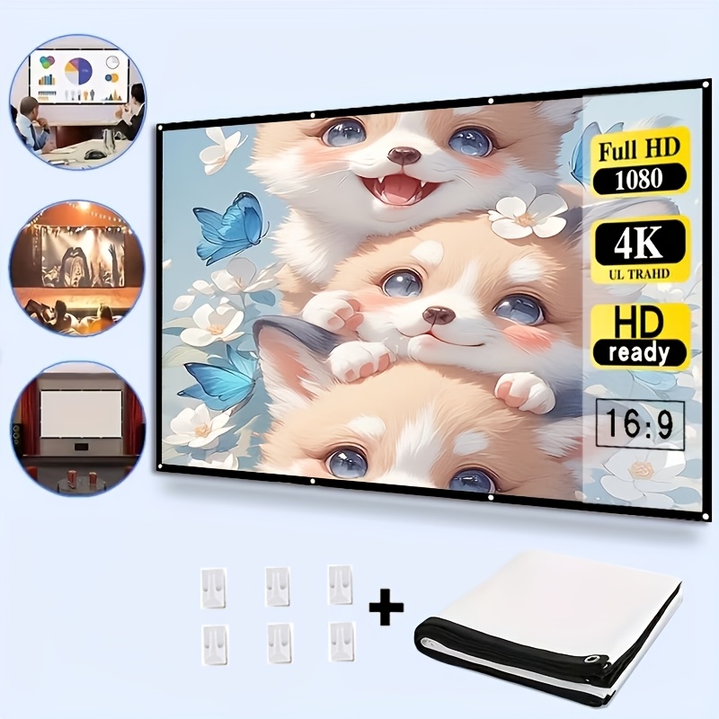 Image of [portable Projection Screen] 72-inch 4k Ultra Hd 16:9 Wrinkle-free Portable Projection Screen, Movie Projection Screen For Home Theater, Foldable For Home/outdoor Camping Use, Hd Projector Accessory