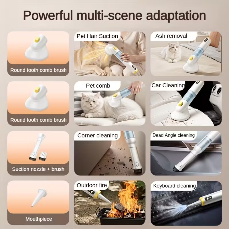 a pet specific vacuum cleaner that combines grooming and suction features boasting the   characteristics powerful suction a detachable dust cup an ergonomic grip   compact body for   multiple mode combinations Product details 0