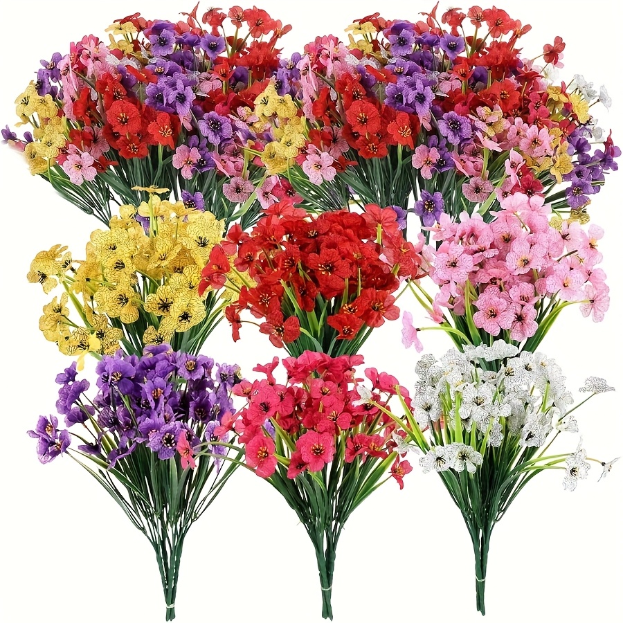 6 Bndel Knstliche Auenblumen - Gemischte Farben * Kunstblumen, Lebendige  Kunstpflanzen * fr Garten, Hof, Veranda, Fensterbank Topfdekoration,  Kunststoff-Dekoblumen fr Zuhause