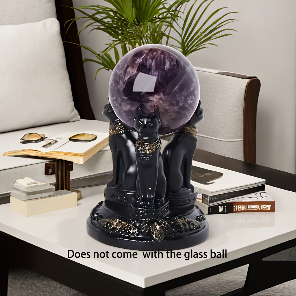 

Cat Statue With Crystal Ball Stand - Collectible Resin Figurine For Living Room, Indoor Use, No Electricity Required, Home Decor Desk Ornament, Gift For Cat Lovers (ball Not Included)