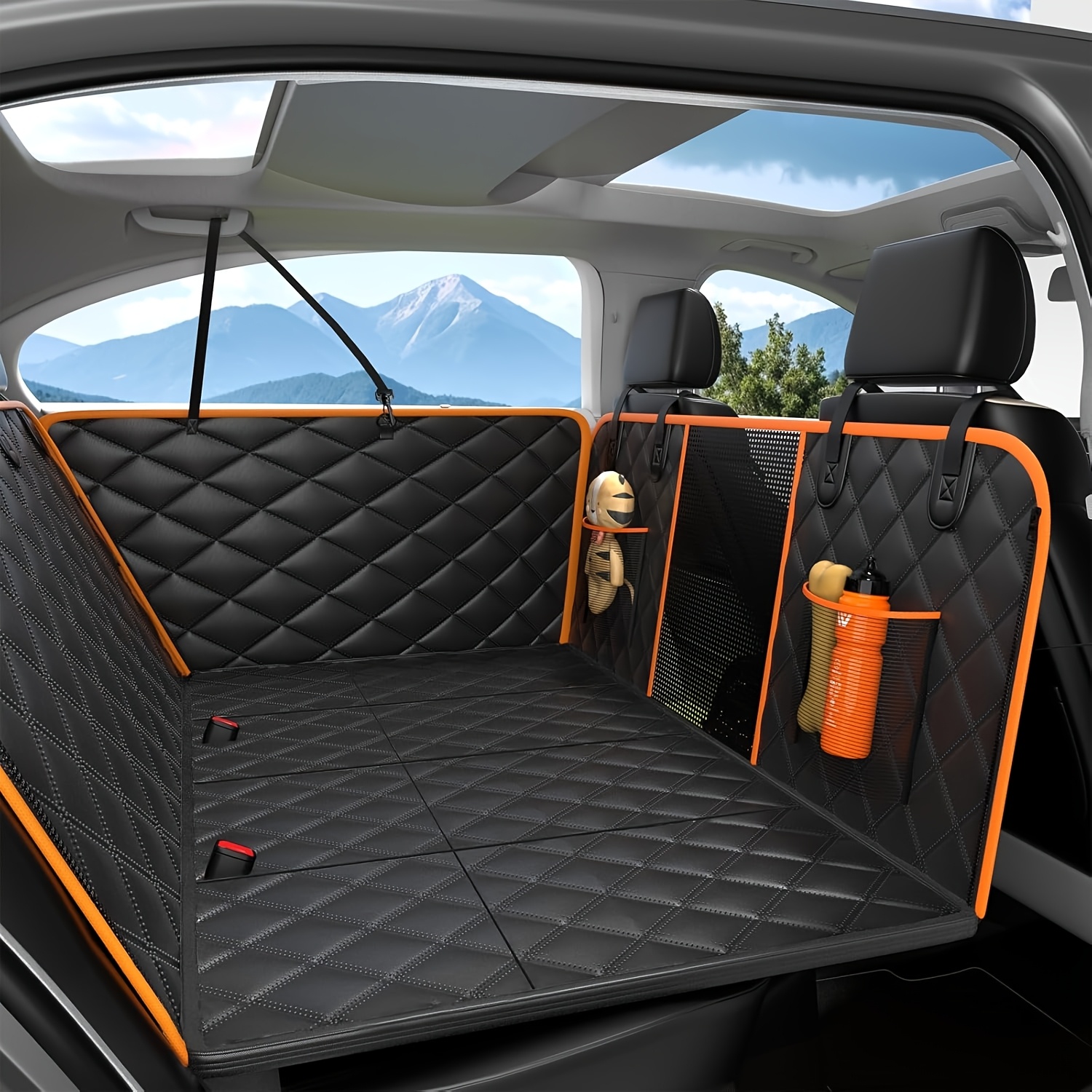 TEMU New 8 Panel Bottom Support Dog Car Seat Cover For The Back Seat, Hard-bottom Back Seat Extender For Dogs Supports 400 Lbs, Newscratch-resistant,