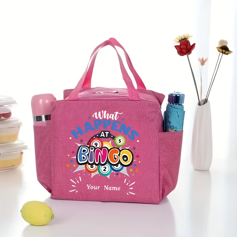 TEMU Personalized "" Bingo Theme Handbag - Fashionable Women's Handbag With Vibrant Bingo Print, Perfect For Cosmetics, Tools, And More - Ideal Gift