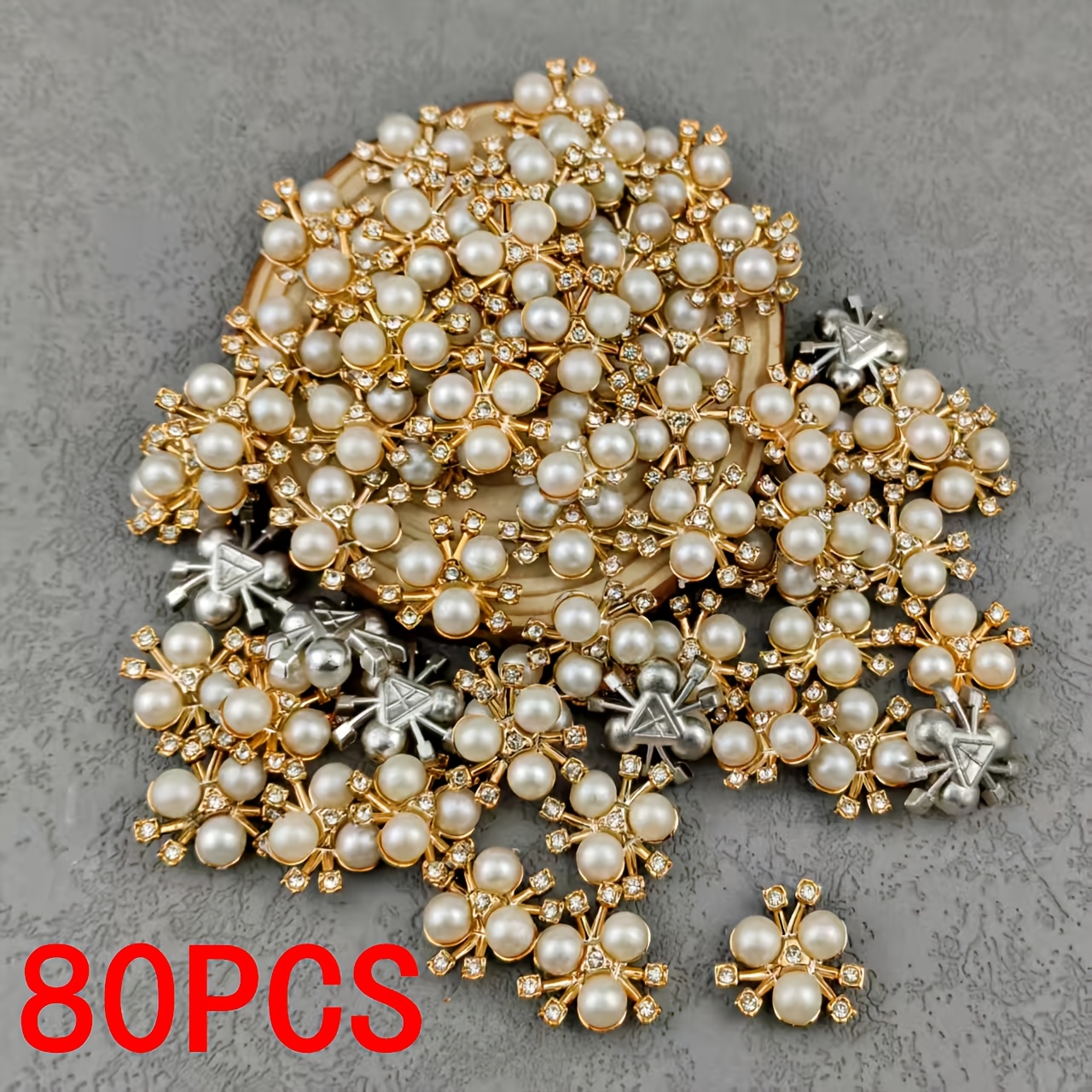 E-shop 80 Stück Modische Elegante Goldene Acryl Blumenperlen Schmetterlingsklammern, Ideal für DIY Haarschmuck, Kleidungsdekoration, Geschenkverpackung