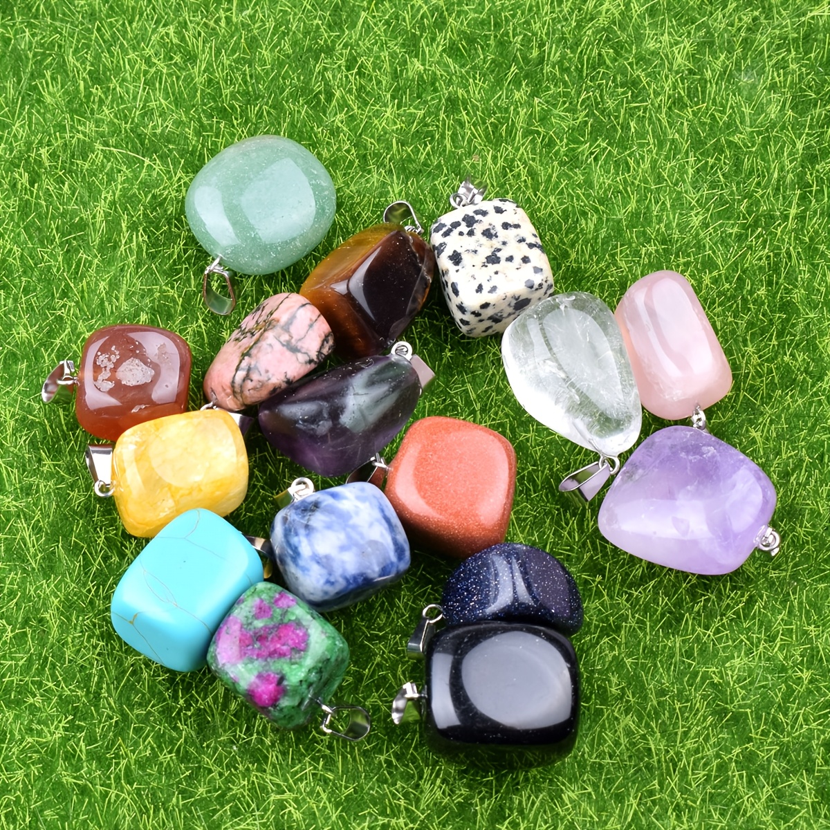 10pc Natural Stone Pendants Set, Irregular Shapes for DIY