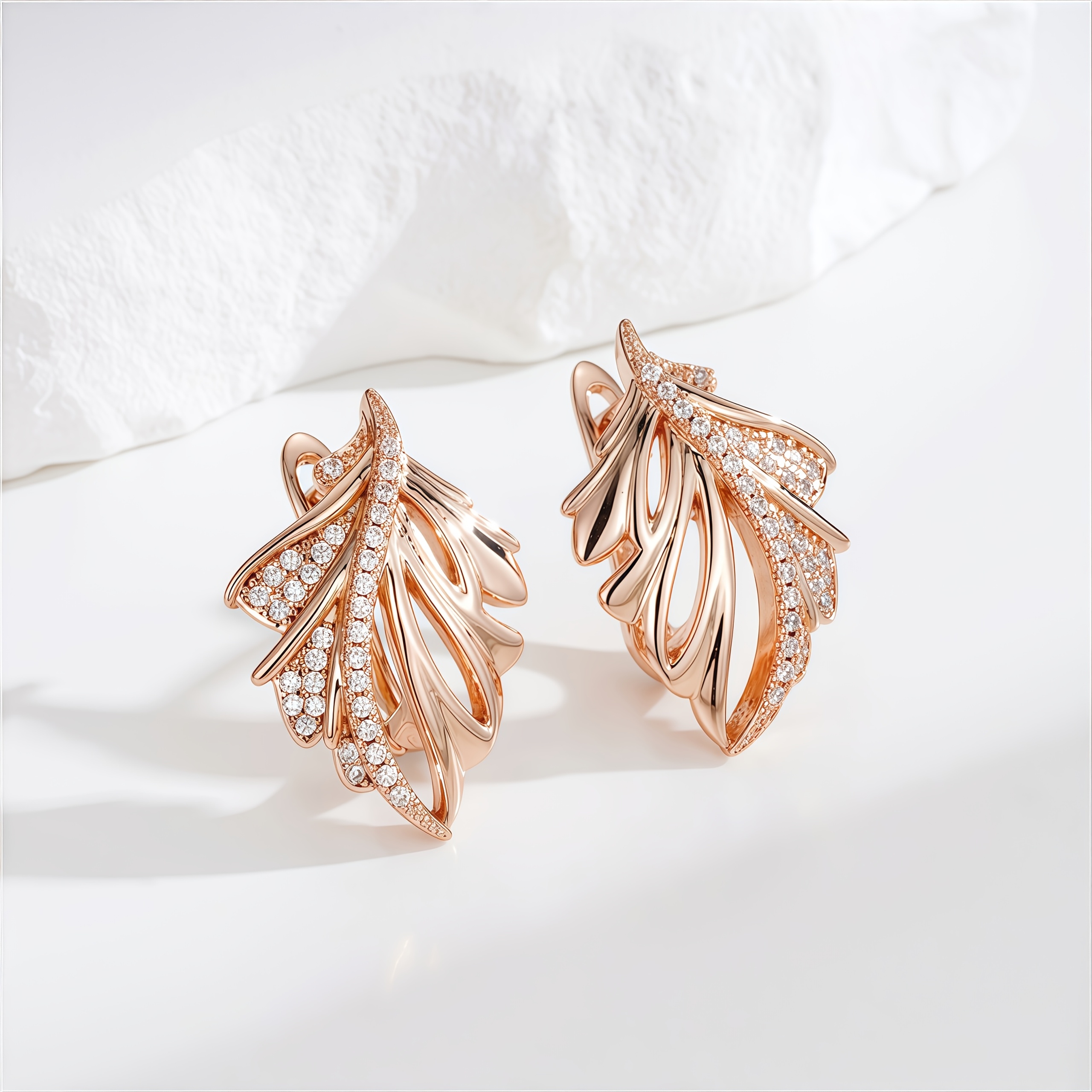TEMU A Pair Of Rose Golden High-end Exquisite Hypoallergenic Copper Earrings, Plated With 14k For Women, Featuring Elegant Luxury With Synthetic