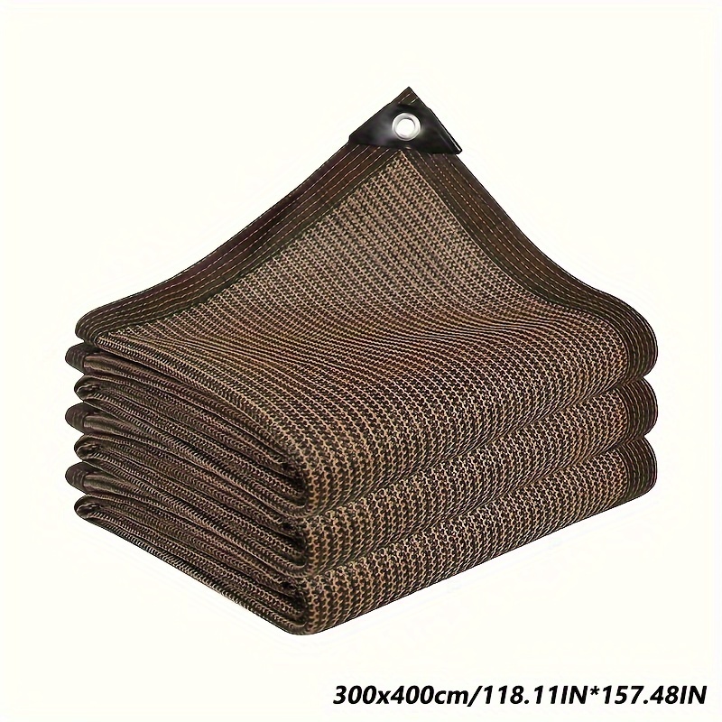 TEMU Breathable Coffee-colored Sunshade Net For Outdoor Patio, Balcony & Garden - Privacy Screen With Uv Protection