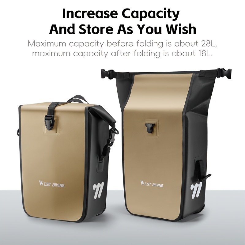 WEST BIKING 2pcs Large Capacity Bicycle Rear Seat Bags 56L Rear Rack Bag for Long-Distance Outdoor Use, Lightweight Backpack with Roll Top Design, Carrying Handle, And Free Shoulder Strap for Mountain Cycling And Commuting