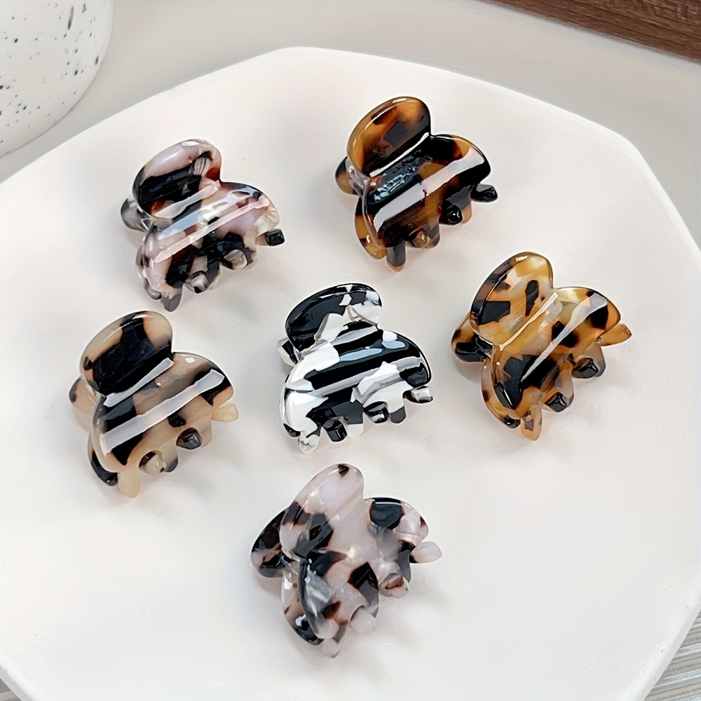 E-shop 6 Stück Essigsäure Mili Leopard Print Französische Haarspange Seitenspange, Rutschfeste Starke Pony-Clip, Geeignet für Tägliches Flechten, Pony,