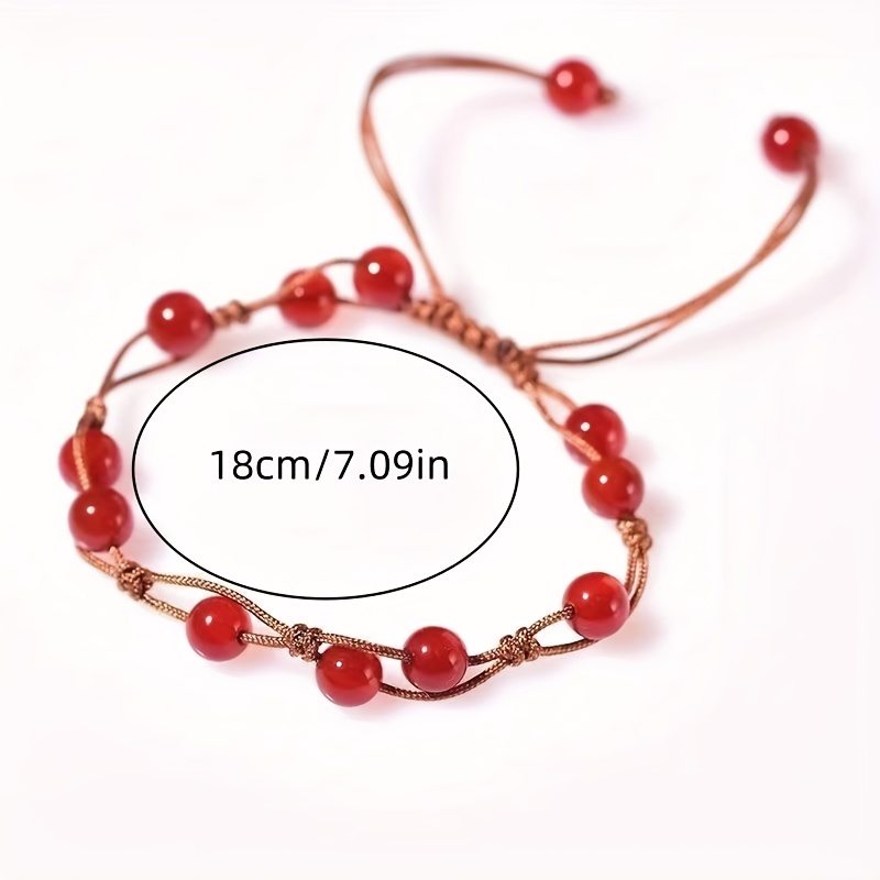Adjustable Red Beaded Bracelet, Versatile Mori Style Accessory