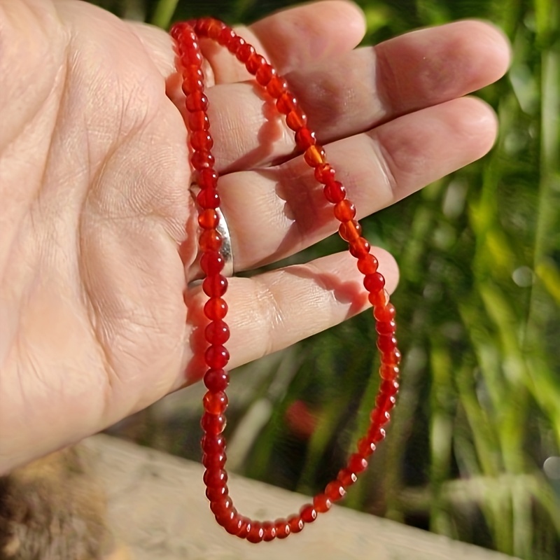 Natural Carnelian Stone Beaded Necklace with 4mm Gemstone Beads