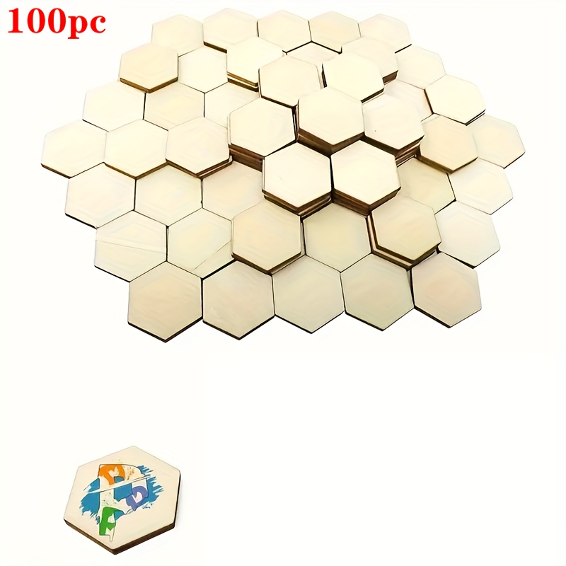 Image of 100 Wooden Hexagon Pieces For Diy Painting And Doodling Crafts, Wooden Hanging Ornaments And Decorations For Festivals, Weddings, Home Parties, And Birthday Decorations