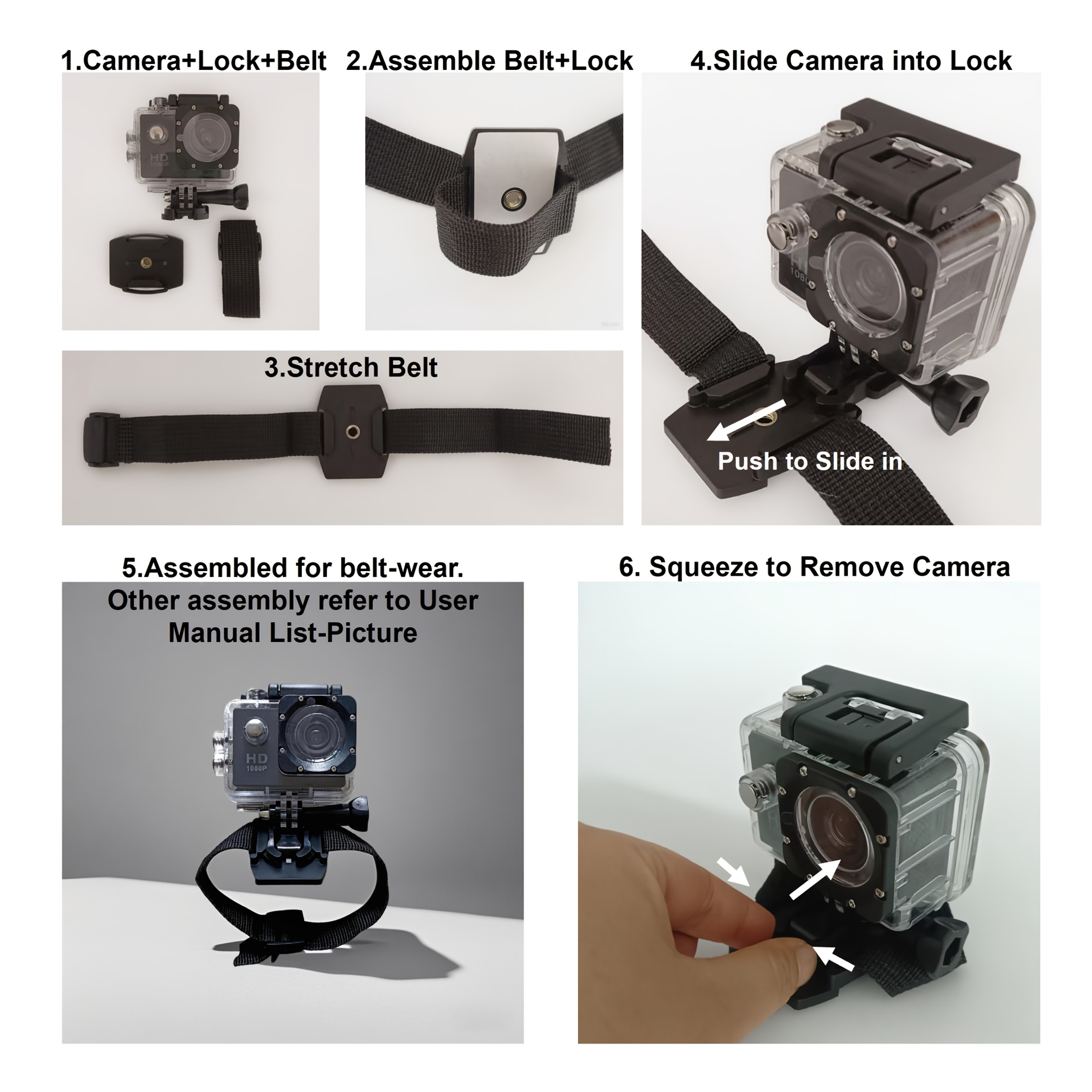 caméra   étanche à   [  carte tf] pour   avec kit daccessoires de fixation - casque, poignet, sports nautiques, neige, cadeau de noël idéal pour hommes et femmes Détails du produit 0