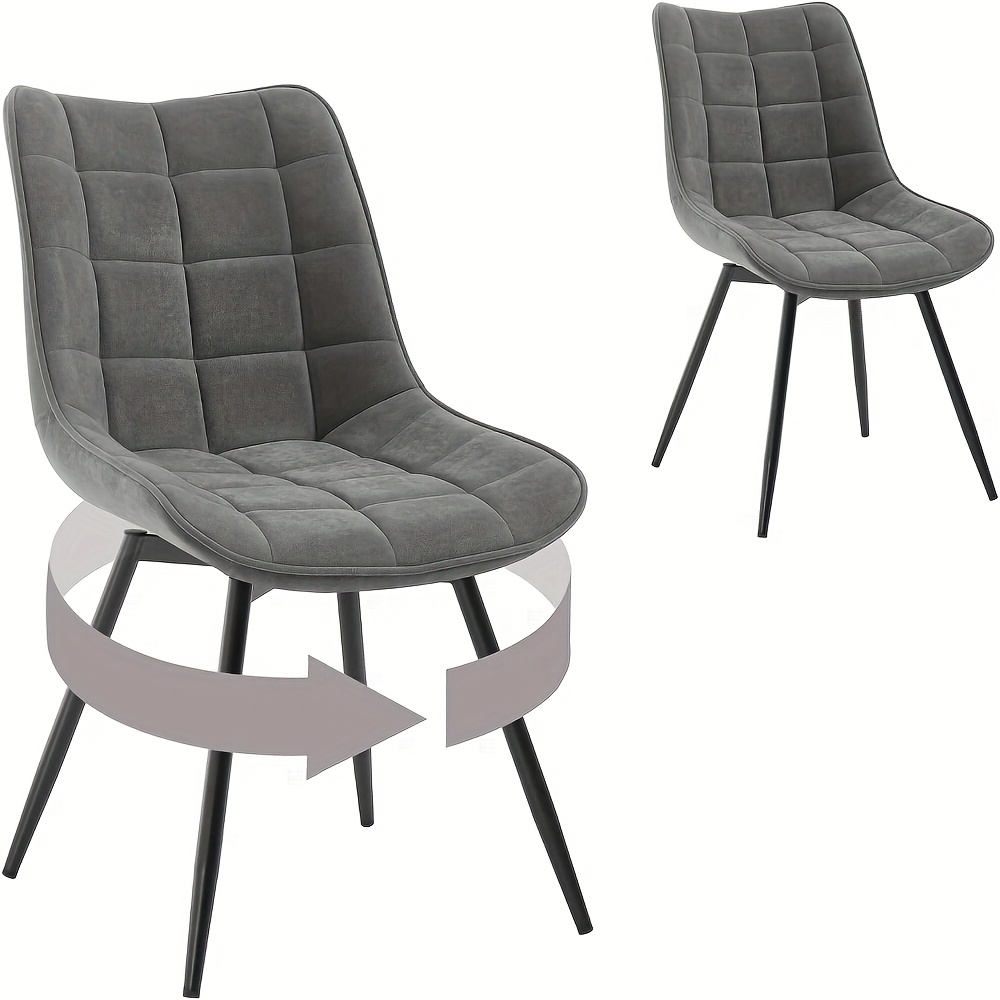 Image of 2pcs Dining Chair, Swivel Chair, Kitchen Chair, Living Room Chair, Armchair With Backrest, Velvet Seat, For Kitchen, Living Room, Living Room