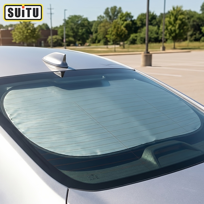 TEMU Parasol para ventana trasera de coche, panel protector resistente a altas temperaturas con ventosas, fuerte protección UV y solar, bloquea y