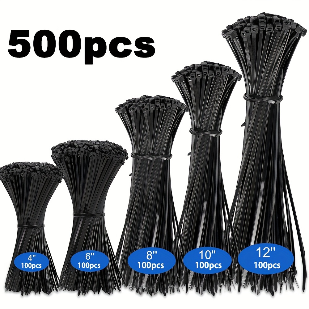 

500pcs Heavy- Cable - : 4", 6", 8", 10", 12" - Tensile , & Gardening Locking Cable , , Suitable For , , And , Organization, And Bundling