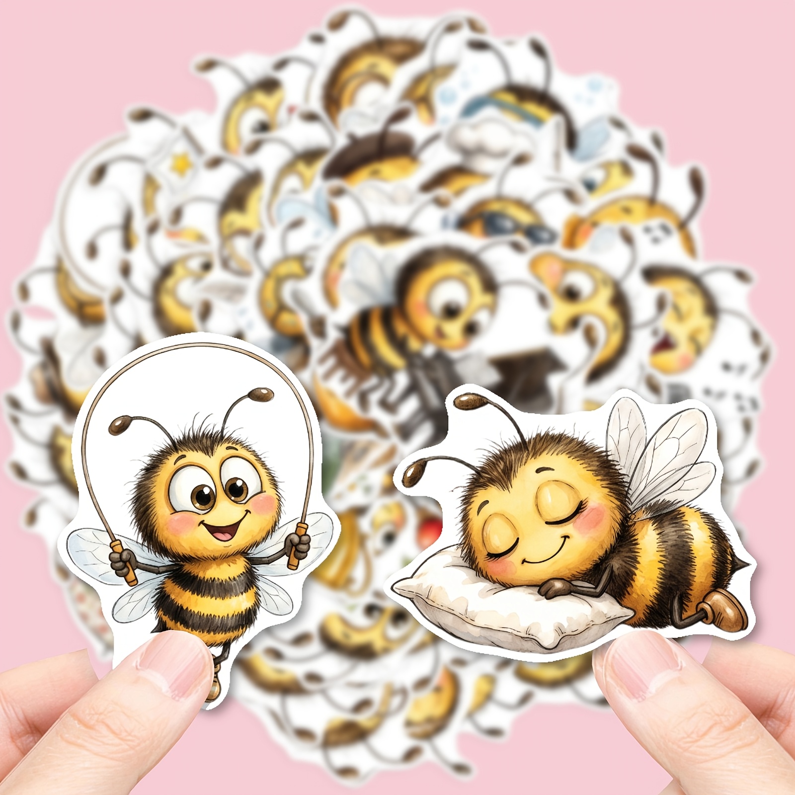 TEMU 50pcs Bee Themed Stickers Decals For Laptop Luggage Notebook Phone Case Decoration