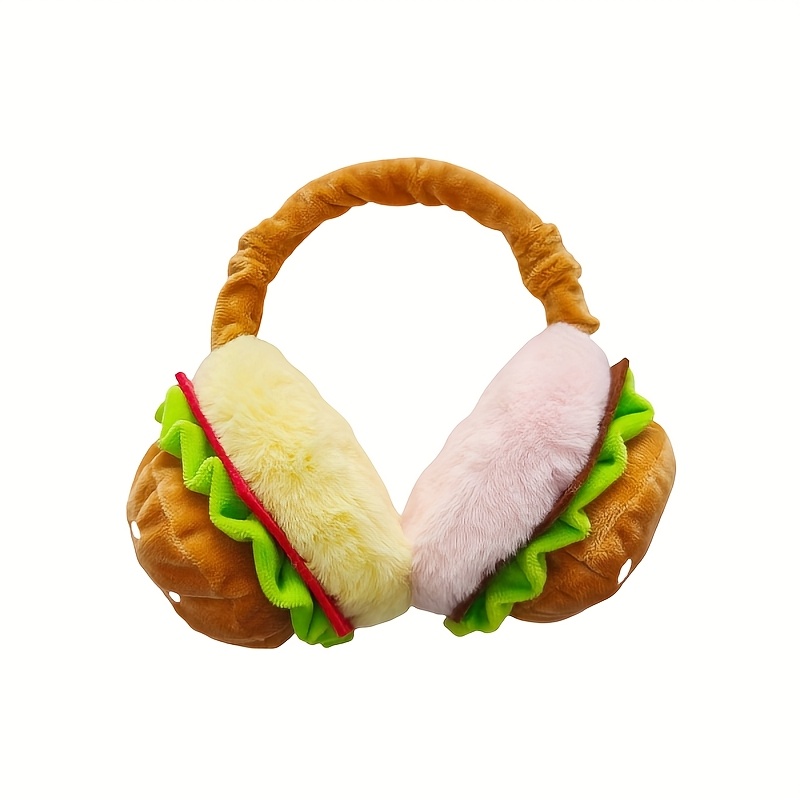 

Cozy Hamburger Plush Earmuffs For Women - Foldable, Soft Fur Winter , Hand-wash Only