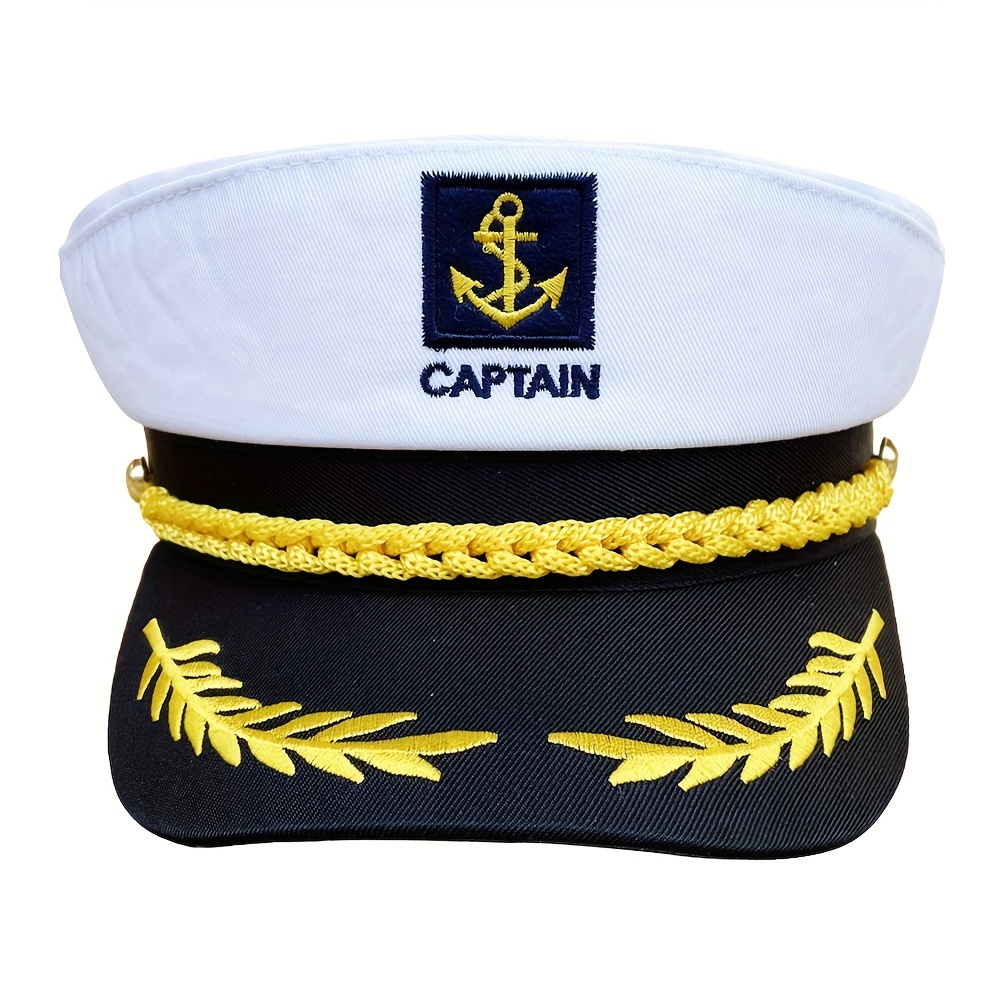 

1pc, White Hat Adult Yacht Boat Navy Ship Sailor Captain Costume Hat Adjustable Cap