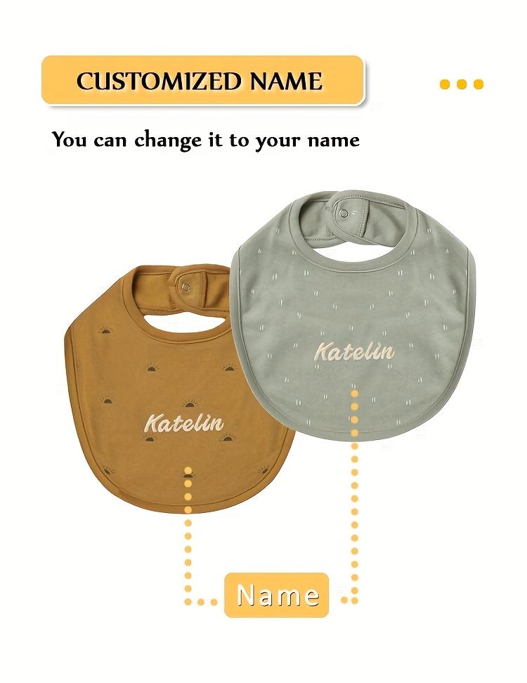 1pc customized embroidered name adjustable snap bib soft absorbent knit fabric   non waterproof feeding drool bib   newborns ideal for christmas and new year gifts details 1