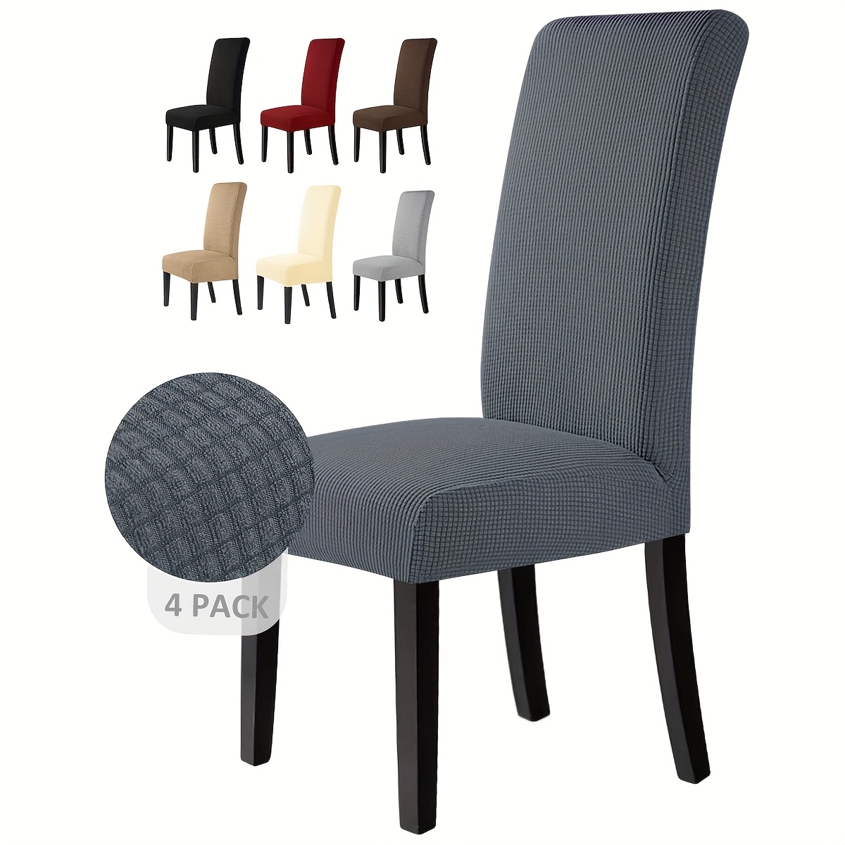 TEMU 4/6pcs Of Teak Wood Chair Cover, Full Coverage Non-permeable Dining Chair Cover, Anti-slip Elastic Kitchen Dining Chair, Banquet Chair Cover,