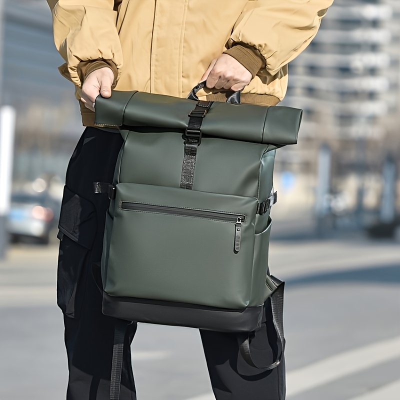 New Functional Style Casual Versatile Single-Shoulder Bag, Large Capacity Solid Color Simple Tote Storage Bag, Business Trip Backpack, Travel Hiking Mountaineering Backpack