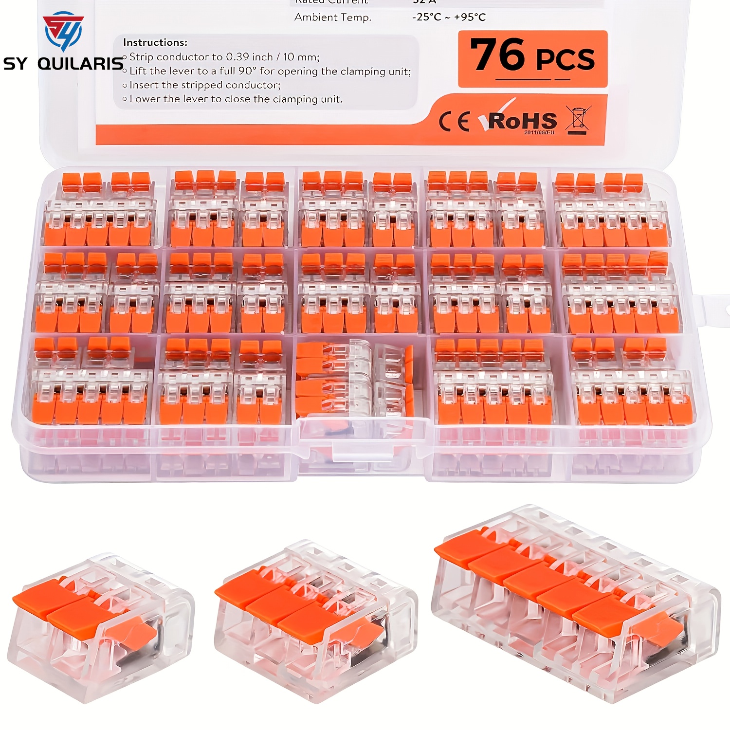 

76pcs Syquilaris , Copper Alloy, Insulated, , Uncharged, 3/5 , 28-14 Awg -in Kit