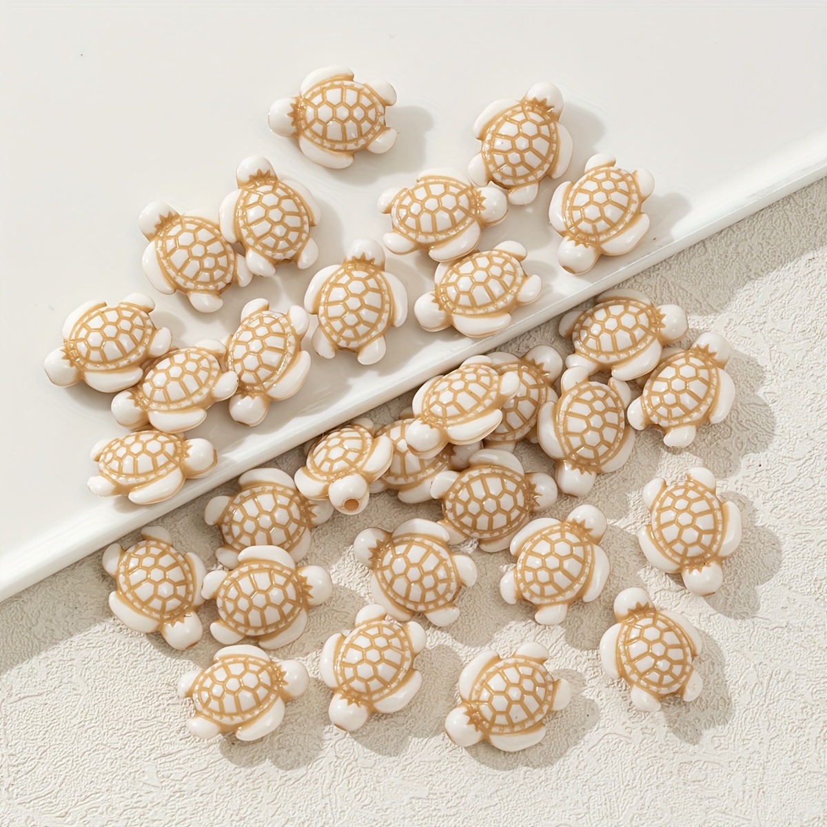 30pcs Per Pack Retro Turtle Beads Fashion Jewelry Additions Beige Decorative Beads Beads & Bead