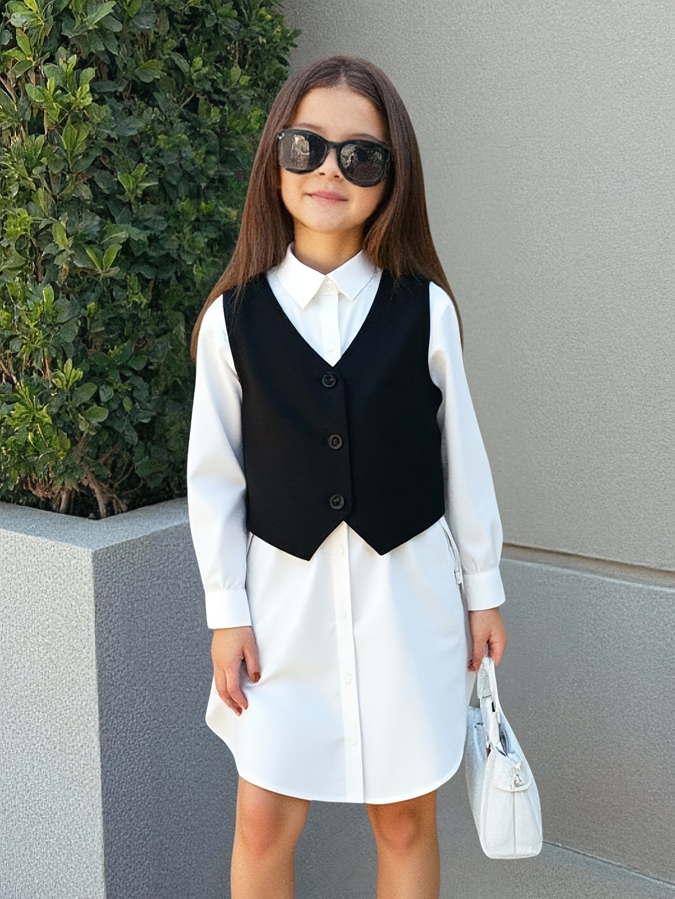 princess polly baby blue dress Black Vest Dress Mini Button Down