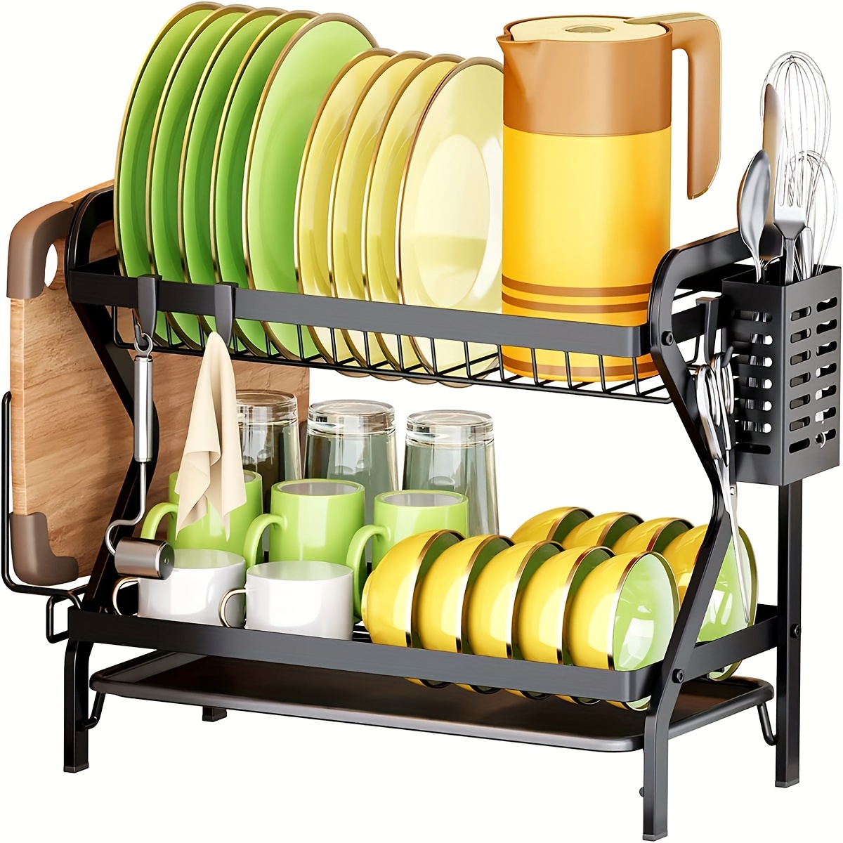 

Dish Drying Rack, 2-tier Large Dish Drying Rack, Dish Drainer (for Kitchen Countertop)